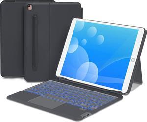 Qulose Keyboard Case for iPad 9th/8th/7th Gen, 7 Color Backlit Keyboard with Pencil Holder, Case for Detachable Keyboard Compatible with for 9th/8th/7th Gen 10.2"/iPad Air 3/iPad Pro 10.5"