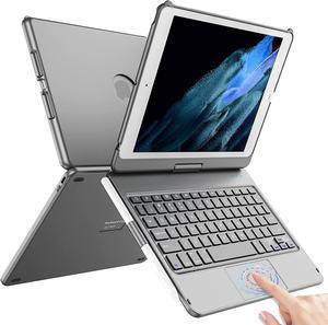 TQQ Touchpad Keyboard Case for iPad 10.2 9th/8th/7th Gen, Keyboard Case for iPad 9th Generation/8th/7th Gen-360° Rotatable Protective Cover for iPad Keyboard 9th/8th/7th Gen with Pencil Holder (Gray)