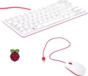 Vis Viva Official Raspberry Pi Keyboard and Mouse Combo + a Logo Sticker (White/Red)