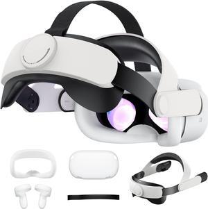 LUMYSPACE VR Accessory Set Compatible with Quest 2 Accessories Protective Cover, Adjustable Head Strap, Controller Grip Cover, Silicone Face Cover, VR Shell Cover(White)