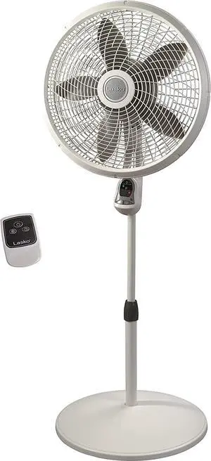 Lasko 1885 18" Cyclone Pedestal Fan with Remote Control, 18 inches White