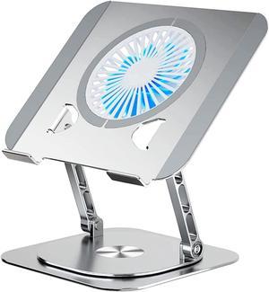 Laptop Stand Fan with 360 Rotating Base, Adjustable Height Up to 10", Ergonomic Aluminum Laptop Riser Holder Computer Stand for Laptop 10 14 15 17 Inches/All MacBook Air