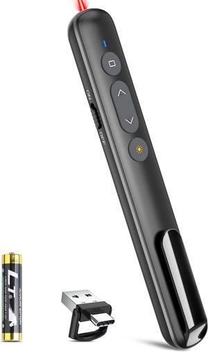 USB-C/USB-A Laser Pointer for Presentation Clicker PowerPoint Wireless Presenter Remote, Google Slide Advancer Projector Smart Board Slideshow Power Point PPT Clicker for Mac/Laptop/Computer/Office