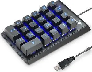 Mechanical Numeric Keypad, 22-Key USB Numpad for Laptop with LED Backlight | For Desktop Computers, Accounting, Spreadsheets, and Data Entry, Adding Convenient Number Input without Taking Desk Space Mechanical Numeric Keypad, 22-Key USB Numpad for Laptop with LED Backlight | For Desktop Computers, Accounting, Spreadsheets, and Data Entry, Adding Convenient Number Input without Taking Desk Space