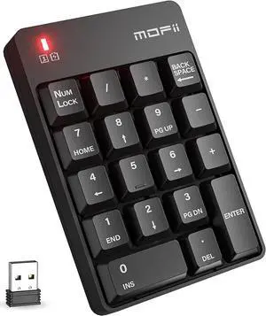 MOFII Number Pad - Black Wireless 2.4G Numeric Keypad Silent 19 Keys USB Keypads, Portable Financial Accounting Numpad 10 Key for Laptop/Notebook/Surface Pro/PC MOFII Number Pad - Black Wireless 2.4G Numeric Keypad Silent 19 Keys USB Keypads, Portable Financial Accounting Numpad 10 Key for Laptop/Notebook/Surface Pro/PC