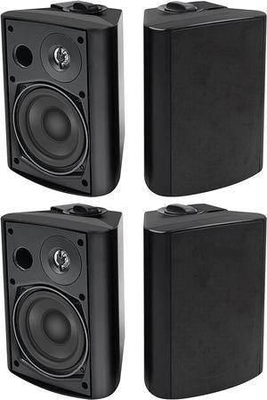 STUDIOFINIX 5.25 Inches 600 Watts Indoor Outdoor Bluetooth Speakers All Weather Wired Wall Mount System for Patio Deck (4 Speakers)