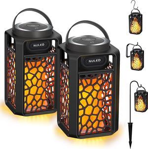 NUNET Outdoor Bluetooth Speakers LED Flame Speakers 10W TWS Tiki Torch Atmosphere Lantern Waterproof Wireless Portable Sound System Wall Mounts Shepherd's Hooks for Patio/Yard 2023 Upgraded