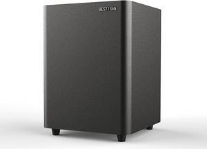 BESTISAN Powered Subwoofer, Deep Bass Subwoofer, Down Firing Sub in Compact Size, Easy Setup with Home Theater System, TV, Receiver, Speakers (RCA Cable Included, Black),SW65C