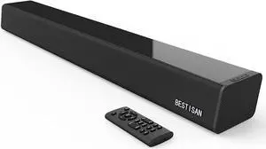 Bestisan Soundbar 28-Inch 80W with HDMI-ARC, Bluetooth 5.0, Optical Coaxial USB AUX Connection, 4 Speakers, 3 EQs, 110dB Surround Sound Bar Home Theater Audio Soundbar System for TV