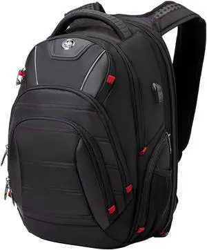 Swissdigital Design Circuit College Business Travel Backpack TSA Friendly Built in USB Charging RFID Protection Fits Laptops up to 15.6" Black (J14-BR)