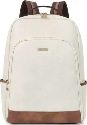 CLUCI Leather Backpack for Women 15.6 inch Laptop Backpack Purse Computer Backpack for Travel Airplane Casual Daypack Beige with Brown CLUCI Leather Backpack for Women 15.6 inch Laptop Backpack Purse Computer Backpack for Travel Airplane Casual Daypack Beige with Brown