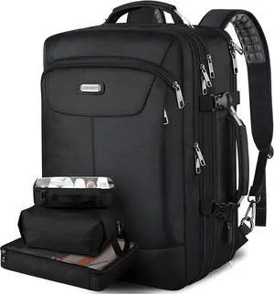 JCDOBEST Carry on Backpack, Extra Large 50L Airline Approved TSA Travel Backpacks with 3 Packing Cubes for Women Men, USB Charging Expandable Overnight Luggage Daypack Business Suitcase Backpack