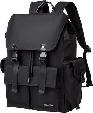 Black backpack for men, 16 inch laptop backpack with computer compartment, Drawstring slim waterproof tech backpack for travel, work, college or daily use, Large 30 L