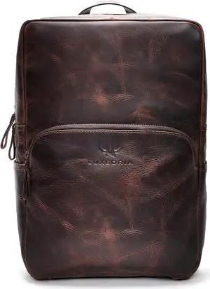 LUXEORIA Genuine Leather Backpack for Men and Women, Retro Style Mens Leather Backpack, Leather Laptop bag for men | Casual daypack backpack | (11" x 16" x 4.5" - Vintage - Deep Brown)