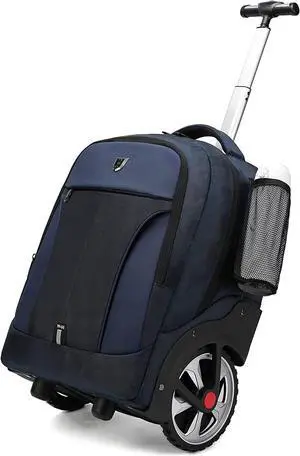 Rolling Backpack, Waterproof Backpack with Wheels for Business, Travel Commuter, Carry on Backpack with Laptop Compartment, Fit 15.6 Inch Laptop, Wheeled Backpack for Adults Women Men (Blue, 20inch)