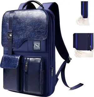 ZINZ Slim & Expandable Laptop Backpack 15.6 Inch Business Backpack with USB Port, Waterproof Anti-Theft Travel Backpack Daypack for Men and Women -Blue