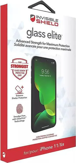ZAGG InvisibleShield Glass Elite+ Screen Protector for iPhone 11 and iPhone XR  Anti-Microbial Technology, Smudge-Free ClearPrint, Extreme Shatter, Impact and Scratch Protection, Welcome to consult