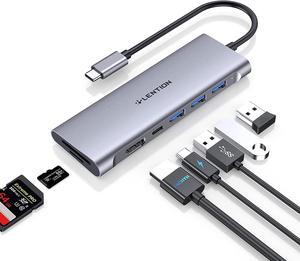 LENTION USB C Multiport Hub with 4K HDMI, 3 USB 3.0, SD/Micro SD Card Reader, 100W PD Compatible 2023-2016 MacBook Pro, New Mac Air, Other Type C Devices, Stable Driver Adapter (CB-C36B, Space Gray)
