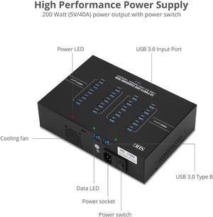 SIIG Industrial Powered USB C & USB 3.0 Hub, Splitter, 20 Port, Powered Multiport Hub Expander for Desktop, Laptop, Tablets, Cellphone, External HD, Keyboard and Mouse (ID-US0611-S1)
