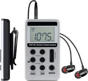  Rysamton Portable AM/FM Radio, Digital Radio Recorder,  Bluetooth 5.0 Radio Speaker, Alarm and Sleep Function, 12/24H Time Display  with Large Digital Display : Electronics