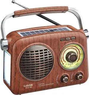 Gelielim Retro Bluetooth Speaker, Rotary AM/FM/SW Tuning Dial, Elegant & Vintage Design, Small Portable Bluetooth Radio Rechargeable Battery Operated, USB/TF Player, Retro Decor for Home and Office
