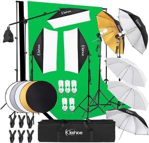 Photography Lighting Kit, 6.5x10feet/2x3m Backdrops Stand Support System, 5 in 1 reflectors, 1600w 5500k Umbrellas Softbox Continuous Lighting Kit for Portrait, Product and Video Shooting