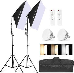 Wisamic Softbox Lighting Kit, 20" X 28" Photography Softbox Kit, E27 Dimmable LED Light Head with Remote, Professional Photo Studio Equipment for Camera Product Shooting Selfie