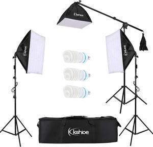 Kshioe Photography Softbox Lighting Kit Continuous Lighting System Photo Equipment Soft Studio Light with Light Stands and Convenient Carry Bag (135w 3 Sets)