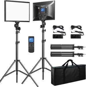 Dazzne D50 LED Video Light Panel Lights 15.4", 2 Packs 45W 3000K-8000K Bi-Color Dimmable Photography Lighting, CRI 96+ Videography Lighting for Video Shooting/Gaming/Live Stream/Studio/Film