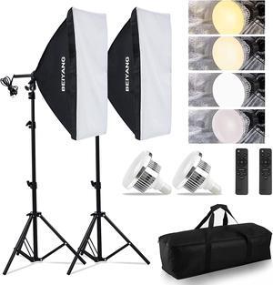 Softbox Lighting Kit Photography Soft Box 20'' X 28'', 85W Studio 6000k Bulb LED Light, 6.7'Light Stand, Remote Set, BEIYANG