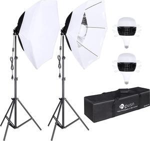 [Upgrade Version] HPUSN Softbox Lighting Kit 26inches Hexagon Continuous Lighting System Photography Studio Light Equipment with 2pcs 85W Bulbs for Live Broadcast, Portrait, Product Photography