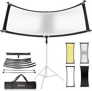 Clamshell Light Reflector/Diffuser,67"x24" Curved Photography Lighting Reflector for Photo Video Studio Shooting with Black/Silver/White/Gold Reflectors,Carry Bag