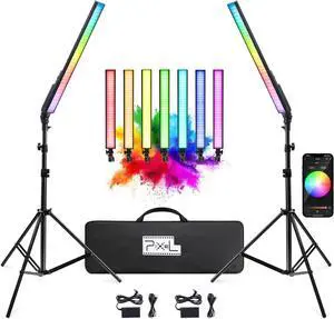 LED Tube Lights with 2500-8500K for Video|Light Wand from Pixel| Led Light Stick with Tripods| Light Wand Photography 2 Packs|RGB Tube Light with Carrying Bag|Photo Led Light Bar Controlled by APP
