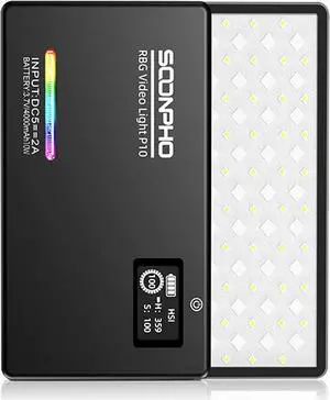 RGB LED Video Light,Full Color LED Camera Light,2500-8500K Photography Lights Panel for Video Conference Portable RGB Lighting for YouTube Video Recording or Vlog,4400mAh Rechargeable Battery