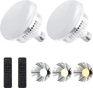 2Pack 135W Photography Light Bulb Dimmable Tricolor LED Bulbs 2700-6400K Spiral Softbox Bulb in E27 Socket for Photography Photo Video Studio Lighting