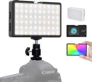RGB LED Video Light, Moman Camera Light for Photography, Portable 5000mAh Video Recording Lights with Cold Shoe, Mini Light CRI98+Dimmable 2500-9000K Video Lighting, On-Camera-LED-Video-Light