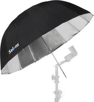 Selens 65 Inch Diameter Photography Studio Umbrella, Black/Silver Reflective Lighting Umbrella for Flash Light and Location Shoots