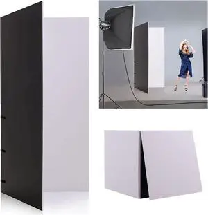 Photography Foldable Reflector Backdrop, 78.7x78.7inch 2 in 1 Background Cardboard, Double Sided Black/White Light Diffuser Board, BEIYANG