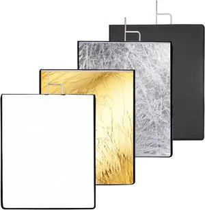 Neewer 30x36 inches 4-in-1 Metal Flag Panel Set Reflector with Soft White, Black, Silver and Gold Cover Cloth for Photo Video Studio Photography