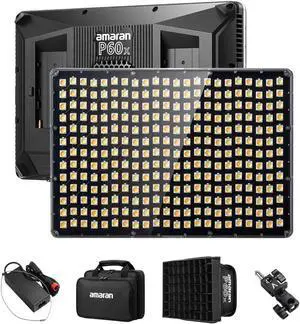 Amaran P60x 60W Output Bi-Color Lensed LED Panel Video Light 5070+ lux, CRI 95+, TLCI 97+, Color Temperature 3200K~6500K, APP Control & 4 Built-in Lighting FX, Softbox, Carring Case