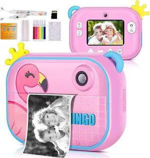Instant Print Camera for Kids,Zero Ink Kids Camera with Print Paper,Selfie Video Digital Camera with HD 1080P 2.4 Inch IPS Screen,3-14 Years Old Children Toy Learning Camera for Birthday,Chistmas