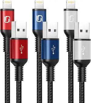 iPhone Charger Cable [ MFi Certified] 3Pack 6FT USB-A to Lightning Cable Nylon Braided Fast Charging Cord Compatible with iPhone 14/13/12/11 Pro Max/XR/XS/X/8/7/Plus/6S iPad/iPod/AirPods