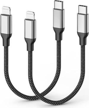 1ft USB C to Lightning Cable Short [ MFi Certified] 2Pack USB C iPhone Charger PD Fast Charging 12inch Nylon Braided Type C to Lightning Cord for iPhone 14 13 12 11 Pro Max Mini XR XS 8 SE iPad