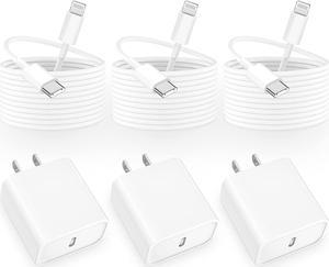 Apple MFi Certified iPhone 14 Fast Charger Linocell 3 Pack 20W USBC PD Power Wall Charger with 3 Pack 6FT Type C to Lightning Quick Charging Sync Cable for iPhone 14 13 12 11 Pro MaxXSXRSEiPad