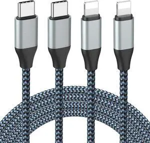USB C to Lightning Cable 10FT 2Pack 20W MFi Certified iPhone Fast Charger Sync Nylon Braided Type C Charging Cord Compatible with iPhone 14/14Plus/13/13Mini/13ProMax/12/12Pro Max/11/11Pro/XS
