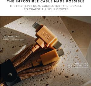 Native Union Belt Cable Duo  5ft Ultra-Strong Braided Universal Charging Cable  Made with Recycled Materials  2-in-1 Multi-Device MFi Certified Connectors for Lightning & Type-C Devices (Cosmos)