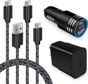 25W Type C Super Fast Samsung Charger Block for Samsung Galaxy A15 A14 5G S24 S23 Ultra/Plus S22 S21 FE S20 A13 A25 A23 A54 A34 A53 A32 Z Fold Flip 5 4,38W Car Adapter,3ft USB C Cable,6ft C to C Cord