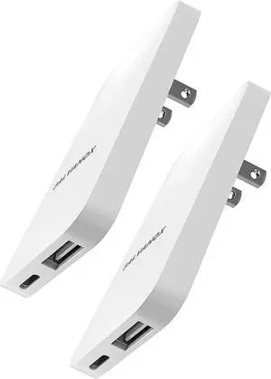 Type C Flat Wall Charger, Galvanox Ultra Slim (Multi-Port Power Adapter) for iPhone 12/13/14/15 iPhone 16 Pro/Max and Samsung Galaxy Models, 20W Fast Charging Outlet Plug - 2 Pack (Dual USB-C USB-A)