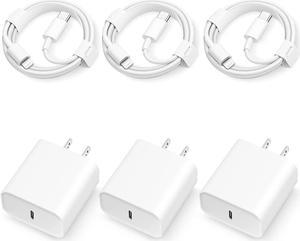 3 Pack iPhone Fast Charger cargadorApple MFi Certified 20W Rapid USB C Wall Charger with 6FT Fast Charging Cable Compatible with iPhone 11 12 13 14 PlusPro MaxProMiniXRiPad