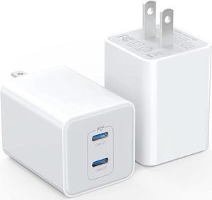 [2-Pack] USB C Charger Block 40W, Dual Port 20W PD 3.0 Type C Fast Wall Charger,Durable Compact Power Adapter for iPhone 16/15/14/13/12/11 Pro Max Plus,iPad,AirPods4,Samsung S25/S24,Watch(White)